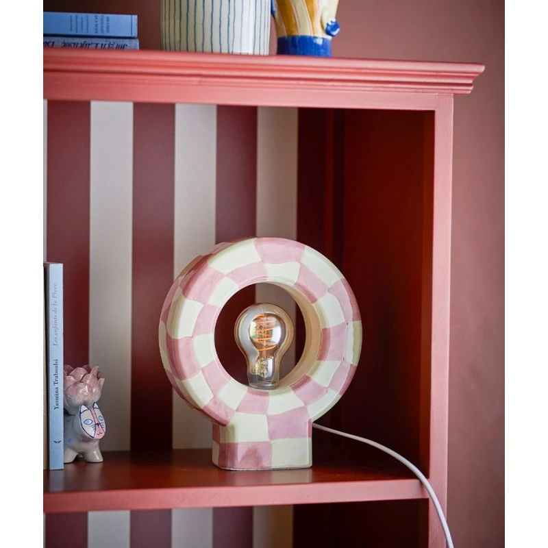 Bloomingville Vialini Tischleuchte Rosa, Steingut 20,5 x 23 cm