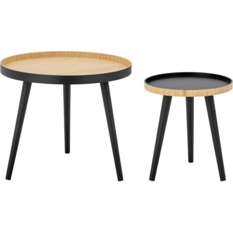 Bloomingville Cappuccino 2er Set Beistelltisch Bambus Schwarz