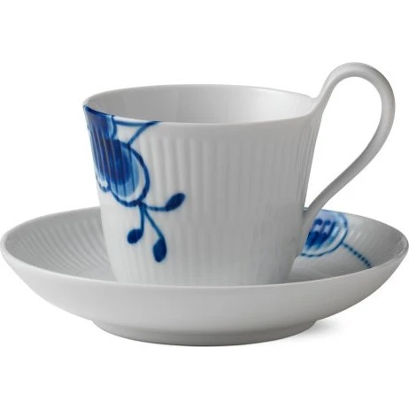 Royal Copenhagen Blue Fluted Mega Tasse mit Untertasse 0,25 l