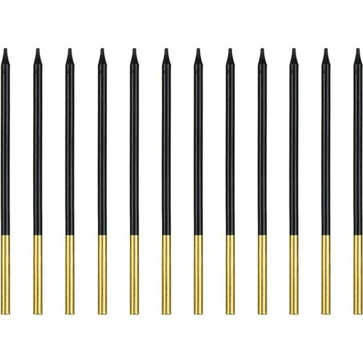 PartyDeco Geburtstagskerzen Schwarz & Gold 12 Stück