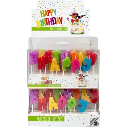 Trendhaus Birthday Fun Glitzerschriftzugkerze Happy Birthday