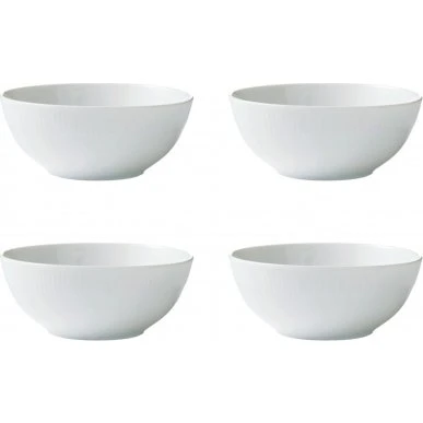 Relief Bowl 4er-Set aus weißem Porzellan