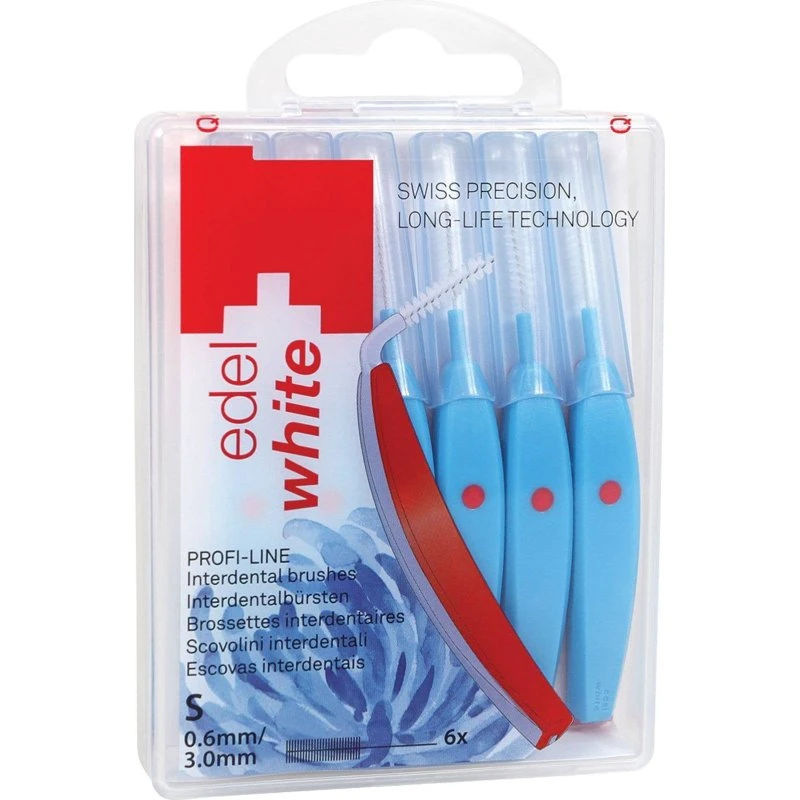 Edelwhite pro Interdentalbürsten S 0,6–3 mm blau, 6 Stück