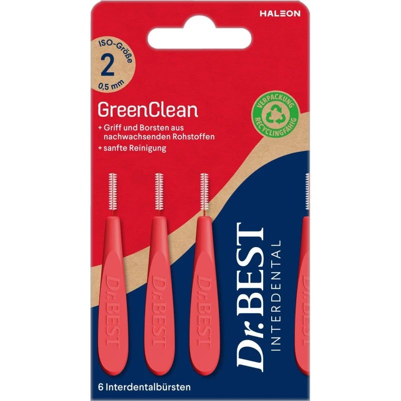 Dr.Best GreenClean Interdentalbürsten Gr.2 0,5 mm Rot 6er Pack