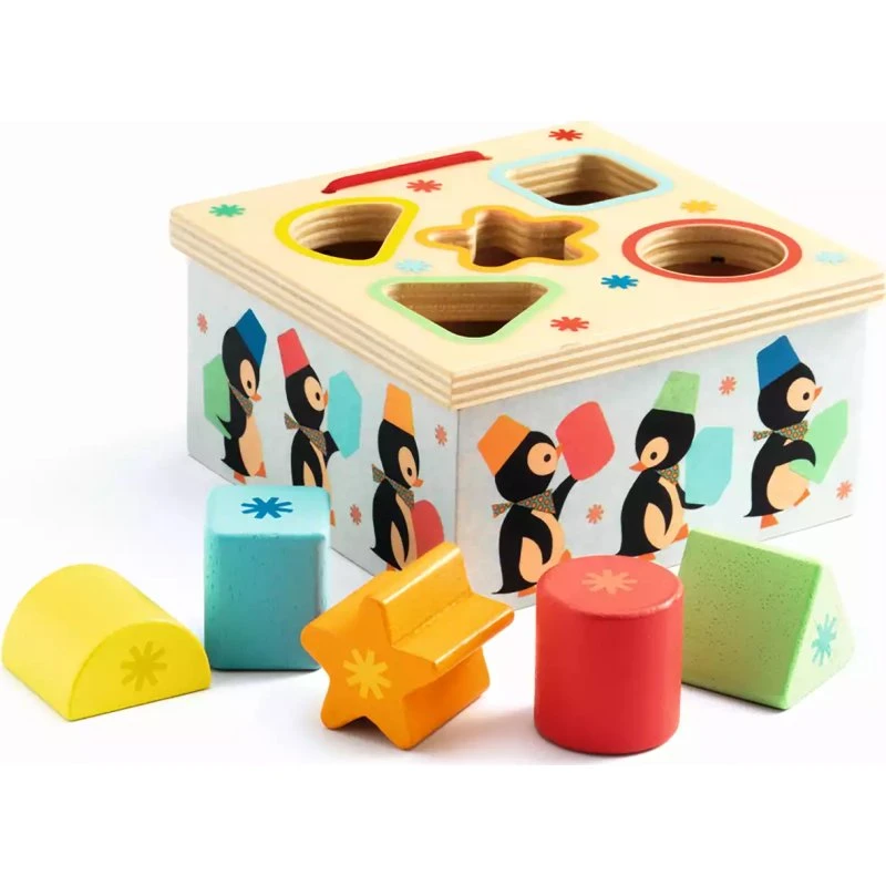 Djeco Junzo Schlafkiste – Steckspiel mit Pinguinen