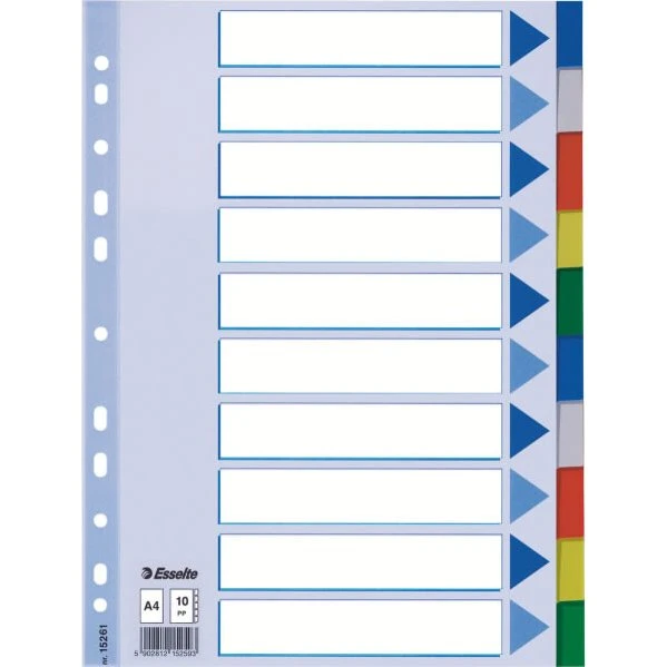 Esselte 15261 Kunststoff-Register A4 10-teilig farbig