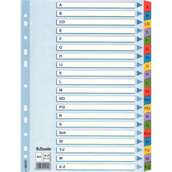 Esselte Kartonregister A-Z, 21 Blatt, A4, weiß