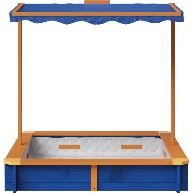 Teamson Kids Holz-Sandkasten mit Baldachin, blau, groß