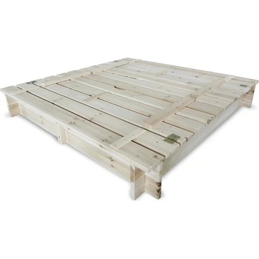 HABAU Sandkasten 120x120 cm mit Deckel und Bank, unbehandeltes Kiefernholz