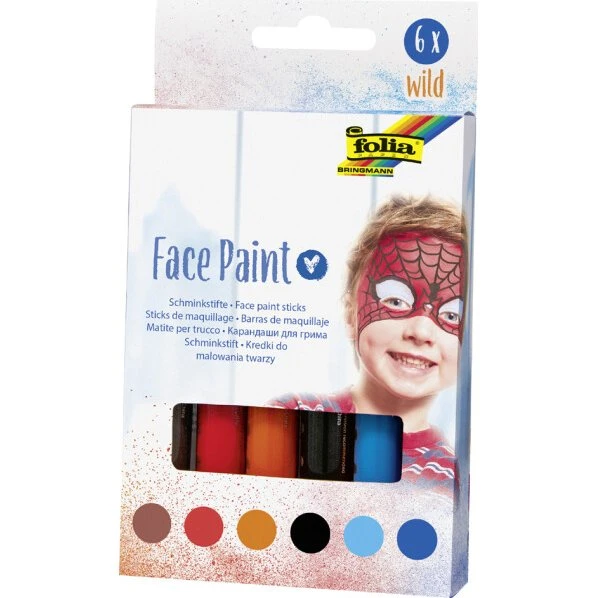 folia Schminkstifte Face Paint Set Wild (6er-Set)