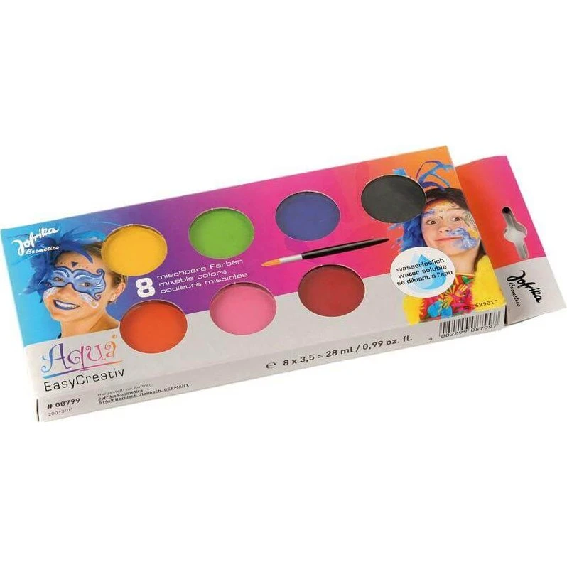 Aqua Creative Schminkpalette 8 Farben wasserlöslich mit Pinsel