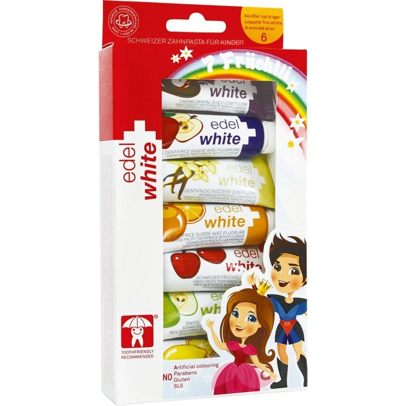edel+white 7 Früchtli Kräuterzahnpasta Kinder 7x9,4ml