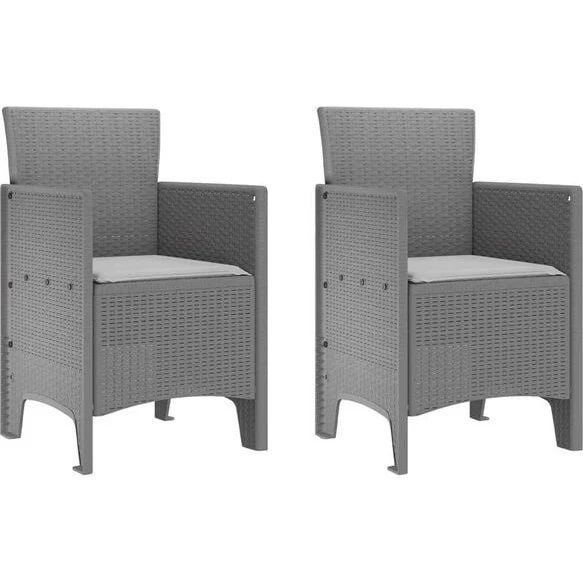 vidaXL Gartenstuhl Set 2er, Hellgrau, Polypropylen