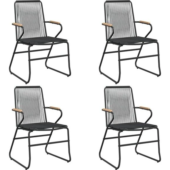 vidaXL Gartenstühle 4er-Set Schwarz PVC-Rattan