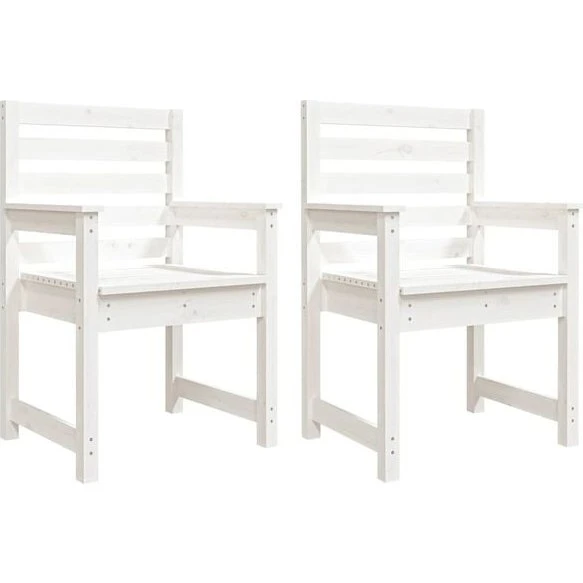 vidaXL Gartenstühle 2er Set Weiß 60x48x91 cm Massivkiefer