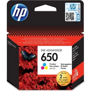 HP Original Tintenpatrone 650 (CZ102AE) – color, ca. 200 Seiten