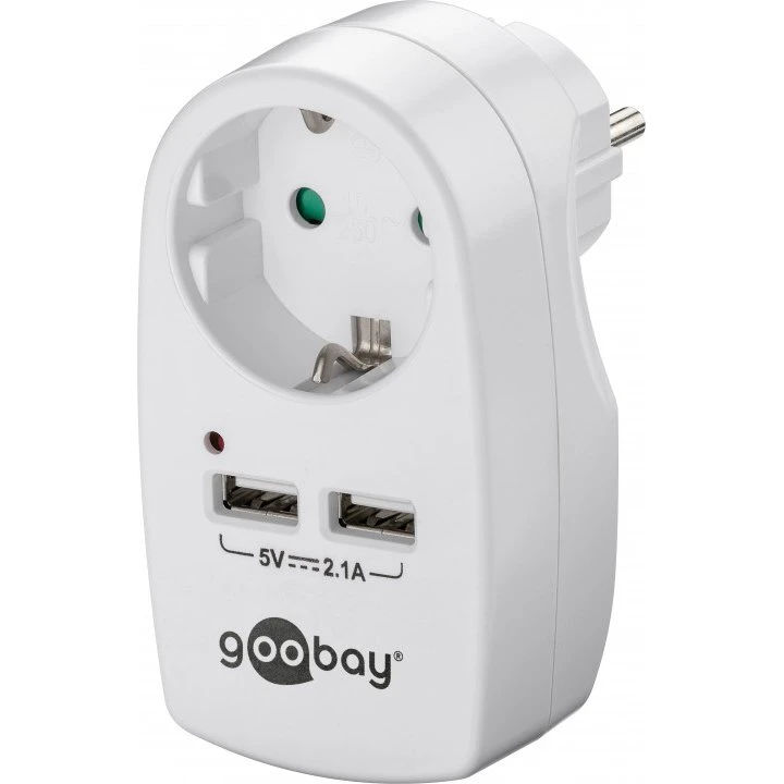 Goobay Schutzkontaktsteckdose 16 A mit 2x USB-Port