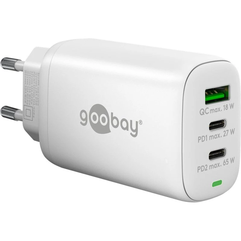 Goobay USB-C PD 3-fach Ladegerät 65 W weiß