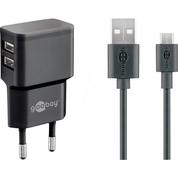 Goobay 44984 Micro-USB Dual-Ladeset 18 W, Schwarz