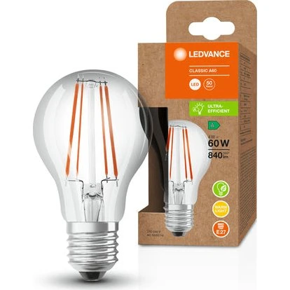 LEDVANCE Classic A60 4W E27 3000K warmweiß klar