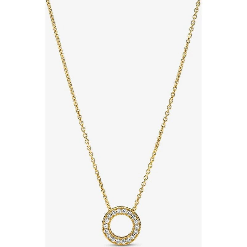 Pandora 367436C01 Halskette Logo Pavé 14k Gold, 45 cm