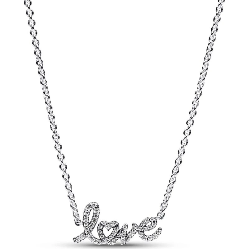 Pandora Sparkling Handwritten Love Collier 393076C01 Silber 45 cm