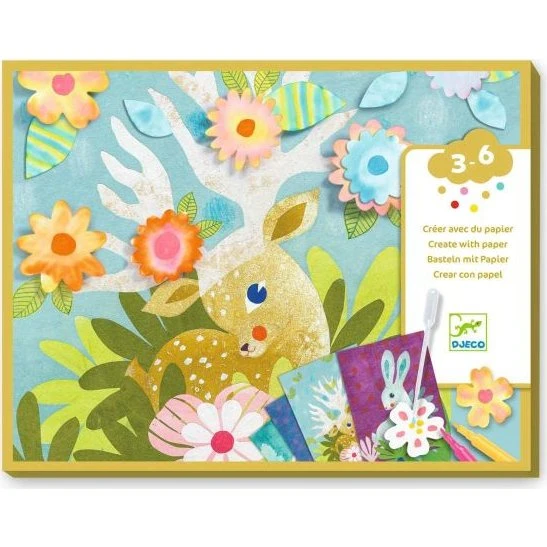 Djeco Kinder-Kunstset Seidenpapier Waldtiere