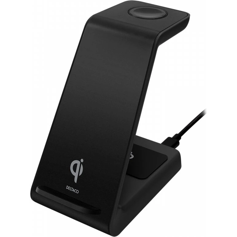 Deltaco 3-in-1 Wireless Charger 15W Schwarz