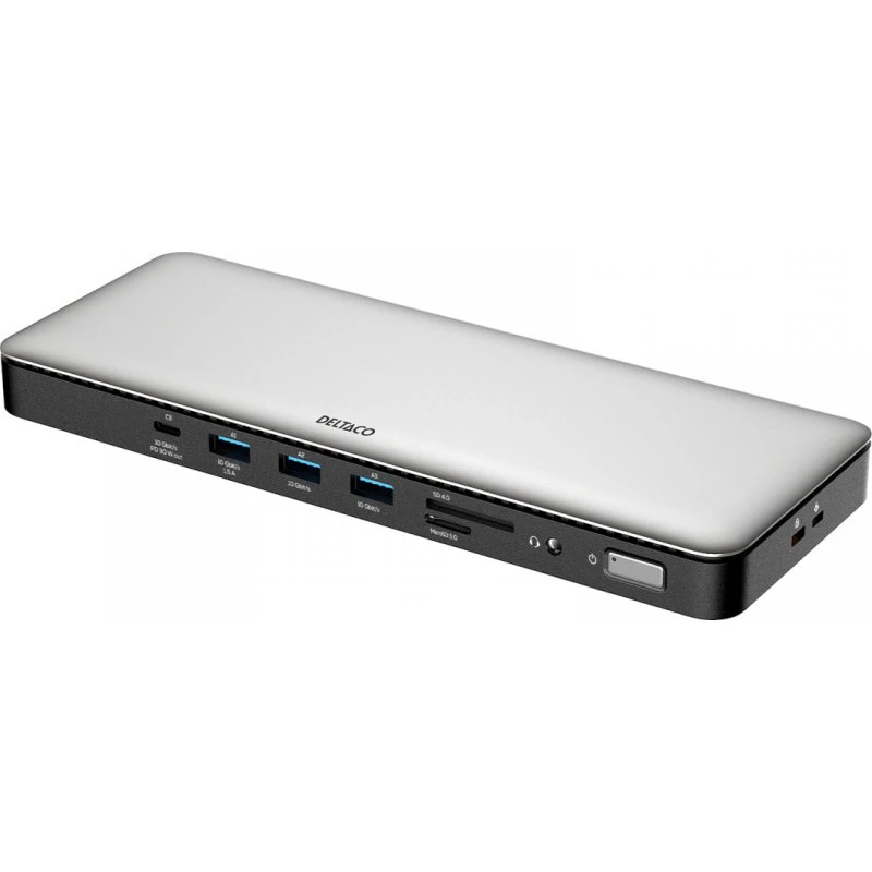 Deltaco USB-C Dockingstation 15 Ports Grau