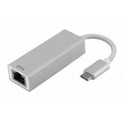 deltaco PRIME USB-C Netzwerkadapter, Gigabit, Aluminium, Silber