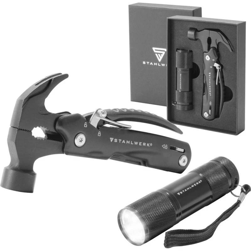 STAHLWERK Multitool 12 Tools Taschenmesser mit Taschenlampe