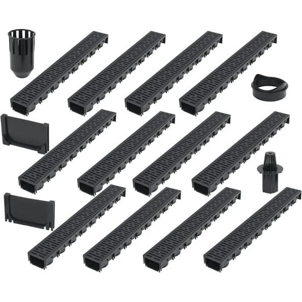 vidaXL Entwässerungskanäle 12 m, 12 Stück, Kunststoff