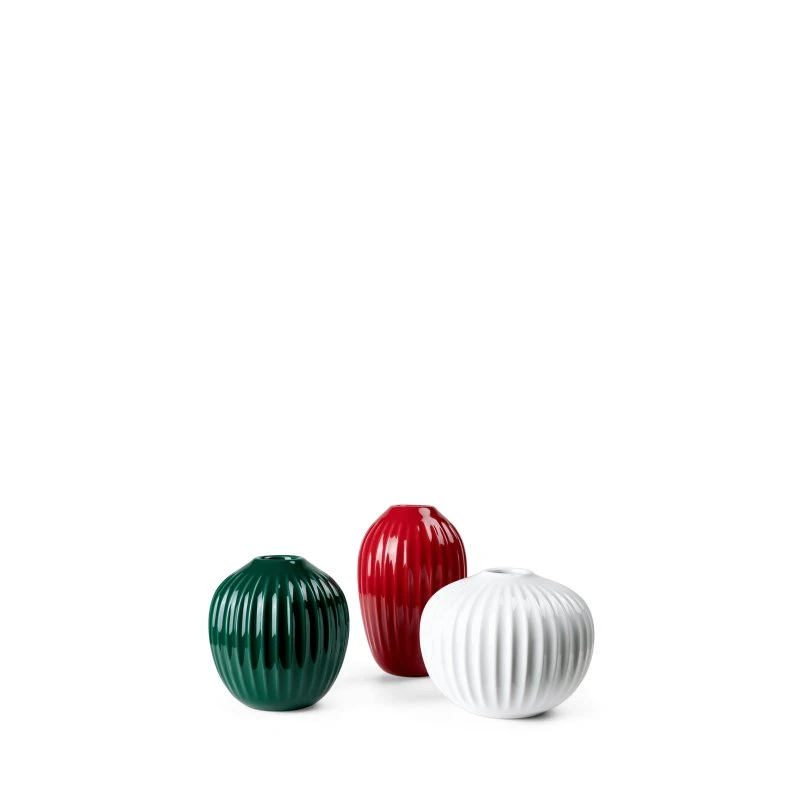 Kähler Design Hammershøi Miniaturvasen-Set Rot Grün Weiß