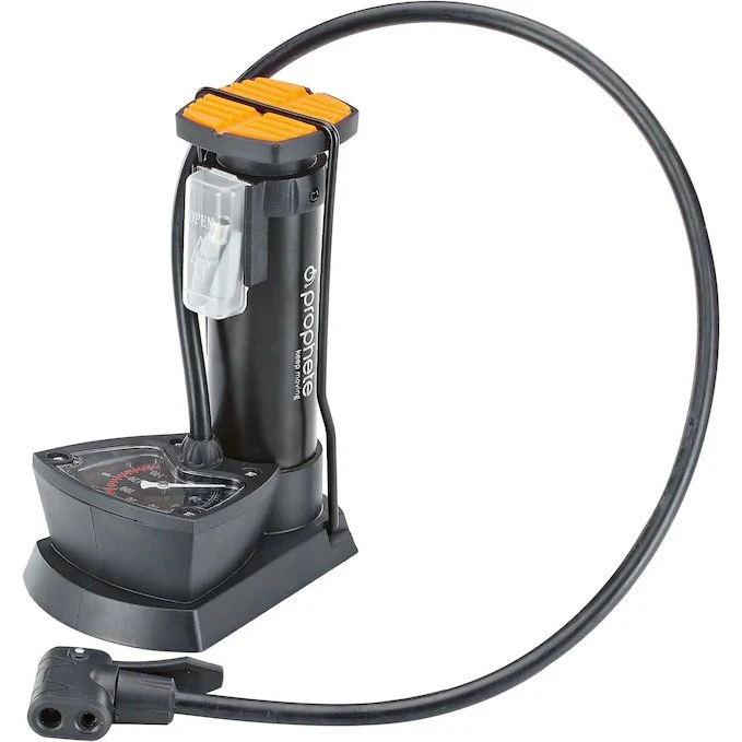 Prophete Fußpumpe schwarz mit Manometer und Adapter