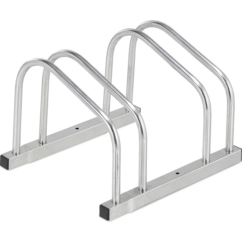 Silberner Fahrradständer für 2 Räder – verzinkt